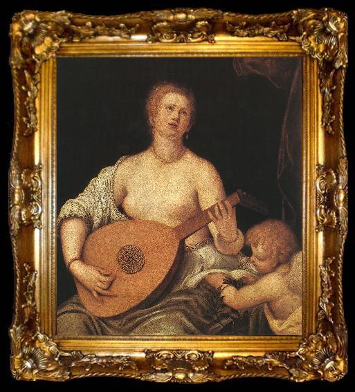 framed  MICHELI Parrasio The Lute-playing Venus with Cupid ASG, ta009-2